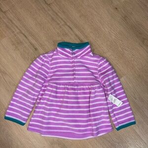 Old Navy Pink & White Striped Fleece Pullover